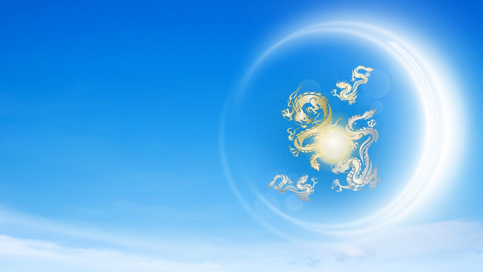 ドラゴンライダー講座（金龍と銀龍と光の玉のイメージ）