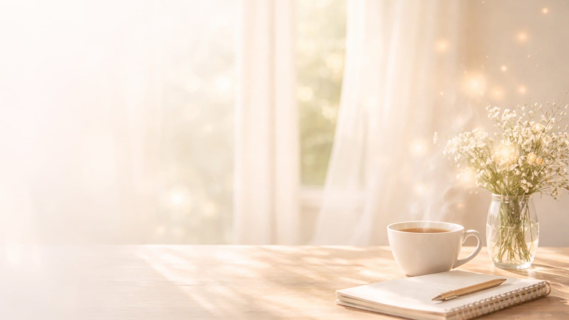 スピリチュアル基礎・ハイヤーセルフ講座のイメージ（窓際のノートとペン）